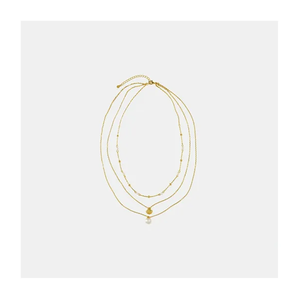 Серебряное колье с жемчугом "Ракушка" — арт. 10729-000017