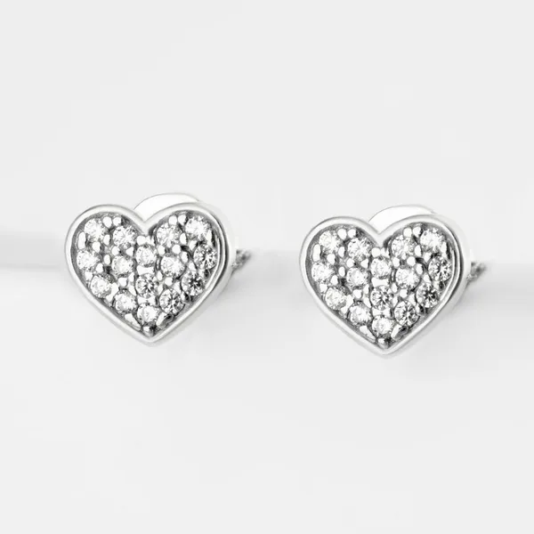 Серьги гвоздики из серебра с фианитами — арт. 000-366224