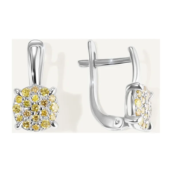 Серьги из белого золота с желтыми бриллиантами — арт. 10511-000976
