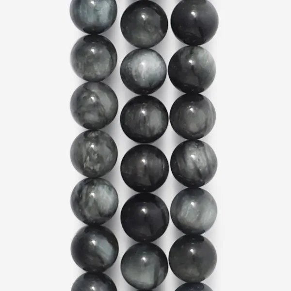 Бусины из кошачьего глаза, 57-62 шт. на нитке, 6-7 мм