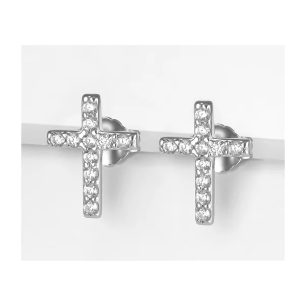 Серьги гвоздики из серебра с фианитами — арт. 000-395070