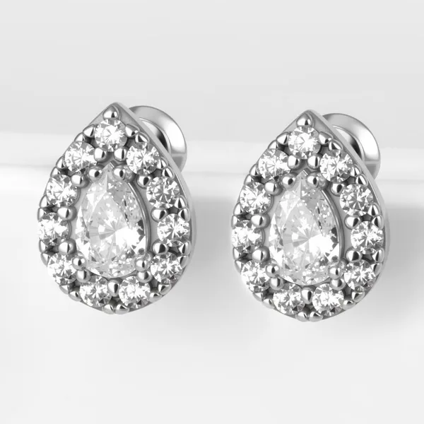 Серьги гвоздики из серебра с фианитами — арт. 000-384697