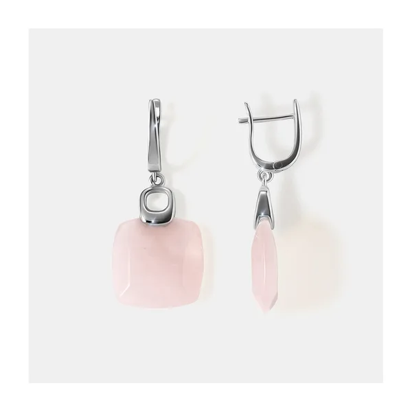 Серебряные серьги с розовым кварцем — арт. 10522-004393