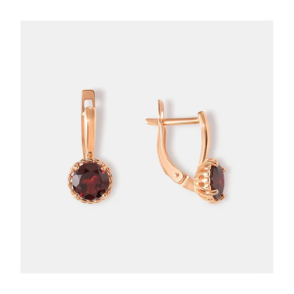 Серьги из золота с чешскими гранатами — арт. 10512-001008