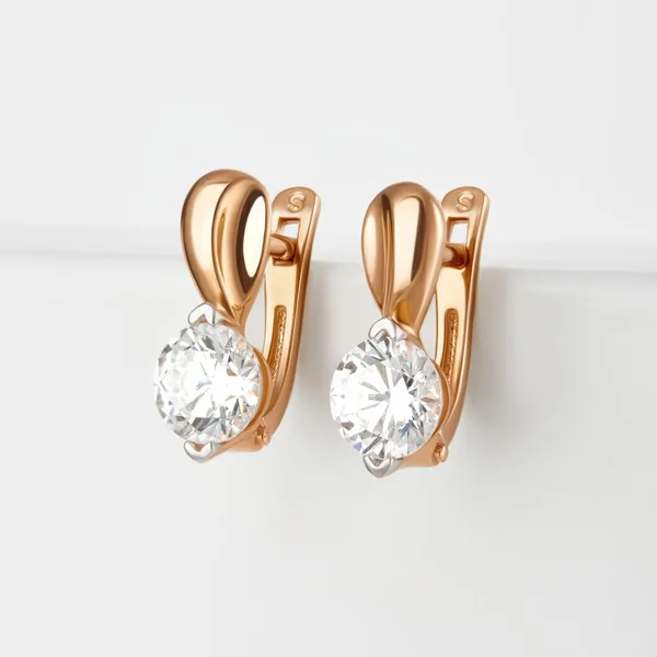 Серьги из красного золота с фианитами — арт. 000-349784