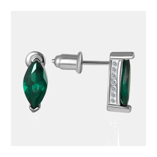 Серьги гвоздики из серебра с фианитами — арт. 000-400181