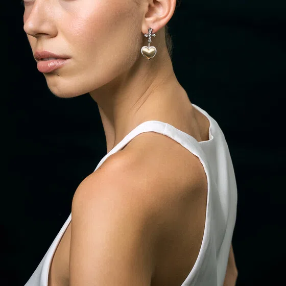 Биколорные серьги из золота с бриллиантами и сапфирами COBRA JEWELRY Poison Drop — модель 5cwmwyt — фото 2