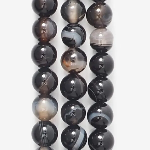 Бусины из агата чёрного (чёрный оникса), 61-65 шт.