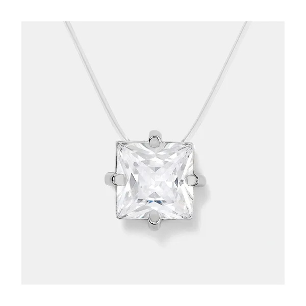 Серебряное колье с фианитом на леске
