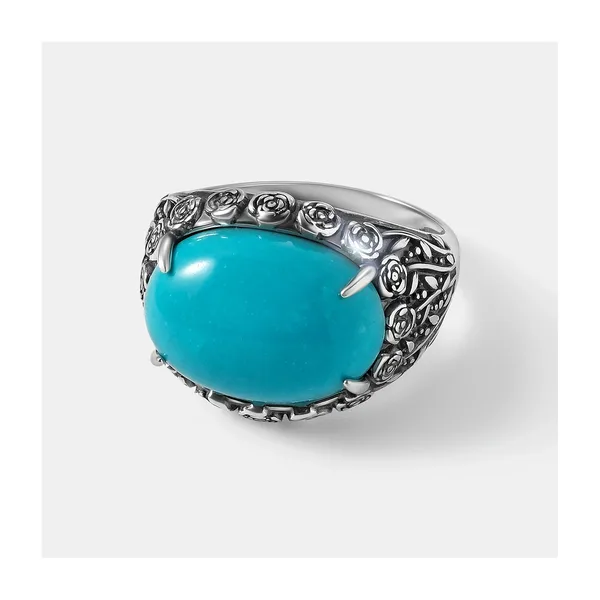 Серебряное кольцо с бирюзой "Розы" — арт. 10322-005898