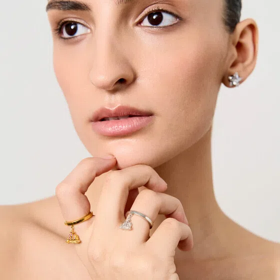 Позолоченное кольцо из серебра с фианитами «Корона», коллекция GATHER LUCK Dzhanelli Jewellery Poison Drop — модель kmm5ivu — фото 3