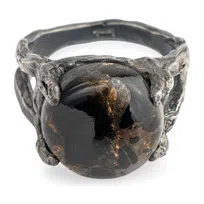 Черненое кольцо из серебра Silence с обсидианом Kintsugi Jewelry Poison Drop — модель 530ykej — фото 2