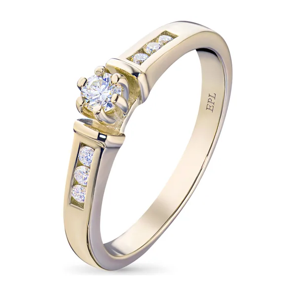Кольцо из желтого золота с синтетическими алмазами