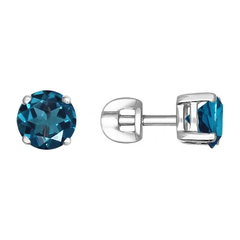 Серьги гвоздики из серебра с топазами — арт. 000-320696