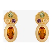 Пусеты из золота с цитрином, хризолитом и родолитом Lumiere D'OR Poison Drop — модель he9m9w7 — фото 2