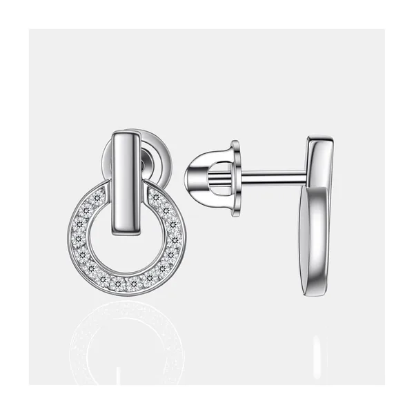 Серьги гвоздики из серебра с фианитами — арт. 000-399577