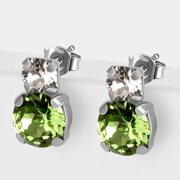 Серьги гвоздики из серебра с кристаллами Swarovski — арт. 000-390089