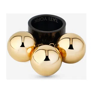 Черное кольцо из стали с тремя шарами trio balls TATI YORK Poison Drop — модель vq7f14p — фото 3