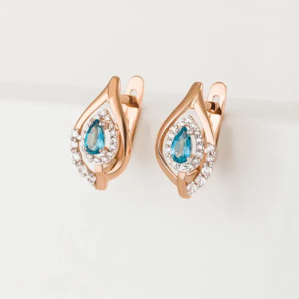 Серьги из красного золота с топазами и фианитами — арт. 000-339950