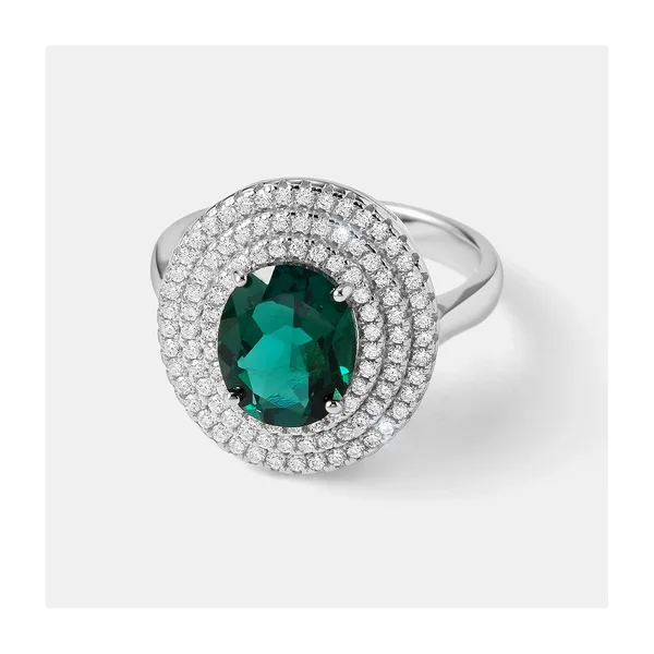Серебряное кольцо с выращенным изумрудом — арт. 10322-003890