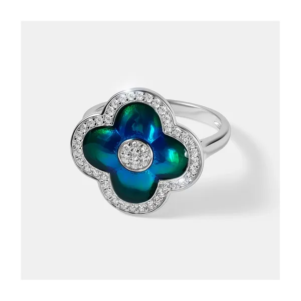 Серебряное кольцо с кубическим цирконием и эмалью — арт. 10323-000483