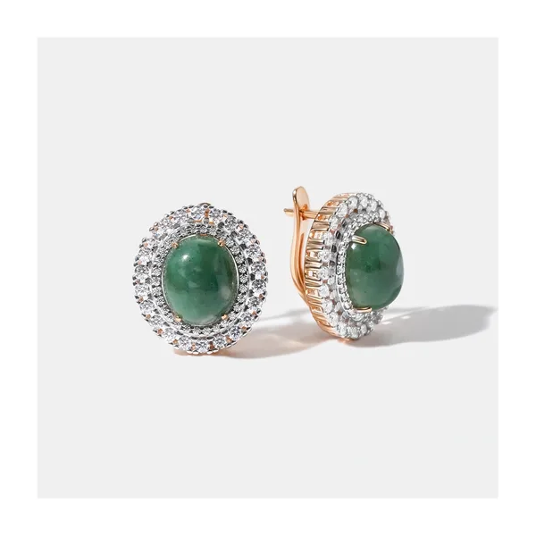 Серебряные серьги с жадеитами — арт. 10522-002493