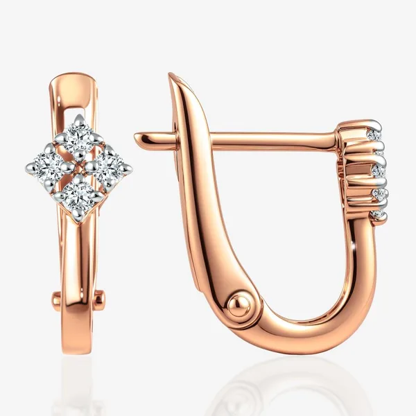 Серьги из красного золота с фианитами — арт. 000-403269