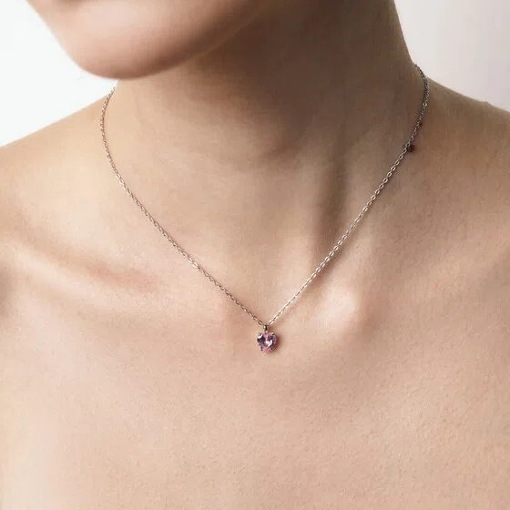 Колье-цепь из серебра с розовым фианитом SKYE Poison Drop — модель 009fwbg — фото 3