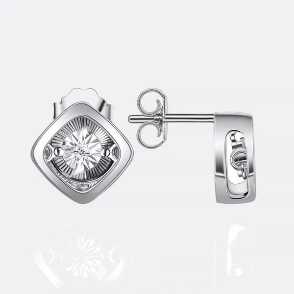 Серьги гвоздики из серебра с бриллиантами — арт. 000-400753