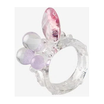Розовое кольцо из боросиликатного стекла Floral Ring #5 78glass Poison Drop — модель vreeifn — фото 3