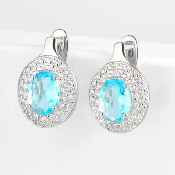Серьги из серебра с кристаллами топазами и фианитами — арт. 000-378232