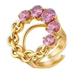 Позолоченное Кольцо из латуни с фанитами CATENE NOVA Fiore di Firenze Poison Drop — модель 03jzsm5 — фото 3