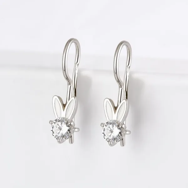Серьги детские из серебра с фианитами и эмалью — арт. 000-374499