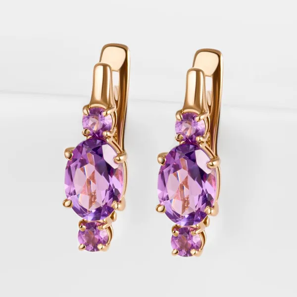 Серьги из красного золота с аметистами — арт. 000-380040