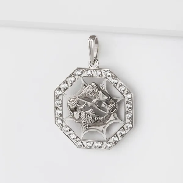 Подвеска знак зодиака из серебра с фианитами — арт. 000-369650