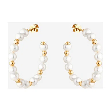 Серьги-кольца из золота с культивированным жемчугом Herald Percy Diamonds Poison Drop — модель 3v4w8bg