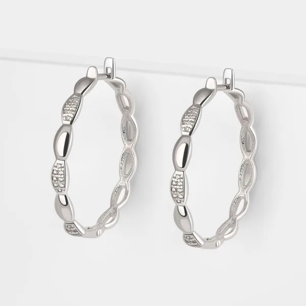 Серьги конго из серебра с фианитами — арт. 000-385896