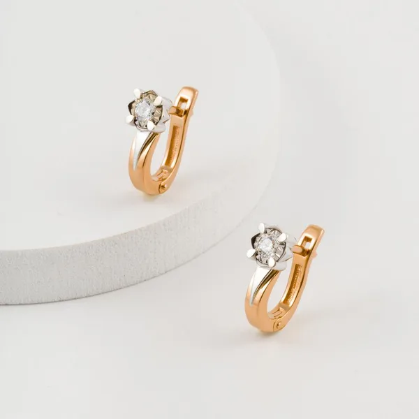 Серьги из красного золота с бриллиантами — арт. 000-302896