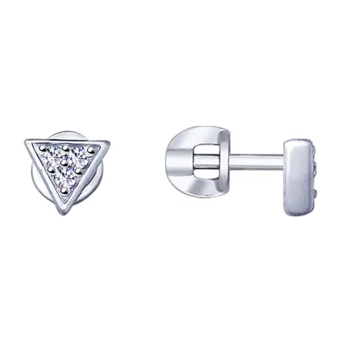 Серьги гвоздики из серебра с фианитами — арт. 000-323909
