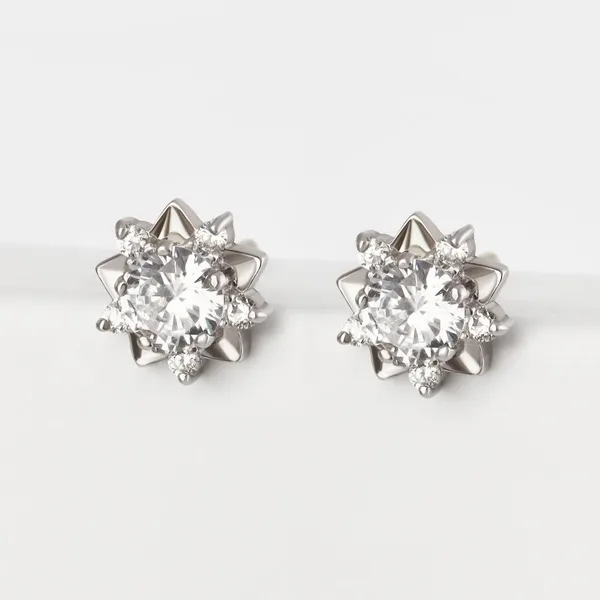 Серьги гвоздики из серебра с фианитами — арт. 000-135541