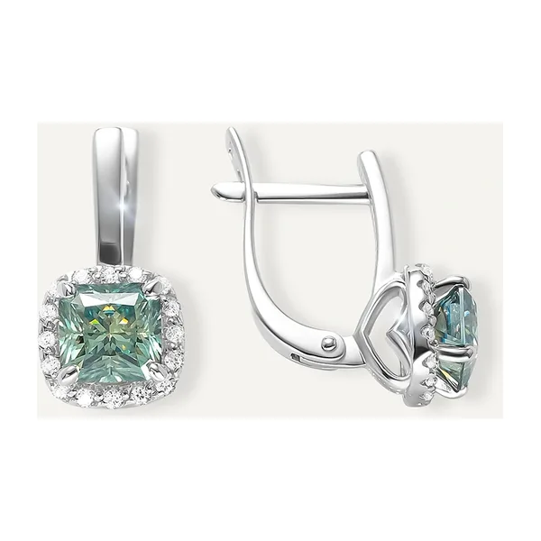 Серебряные серьги с муассанитами Параиба — арт. 10522-001324