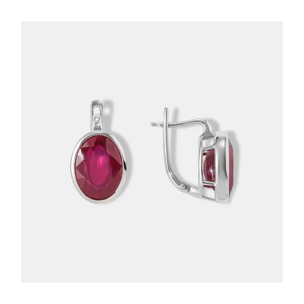 Серебряные серьги с рубинами — арт. 10521-001626