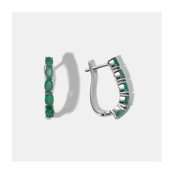 Серебряные серьги с изумрудами — арт. 10521-000397