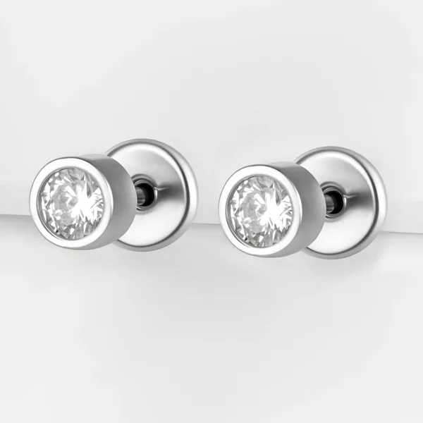 Серьги гвоздики из серебра с фианитами — арт. 000-393708