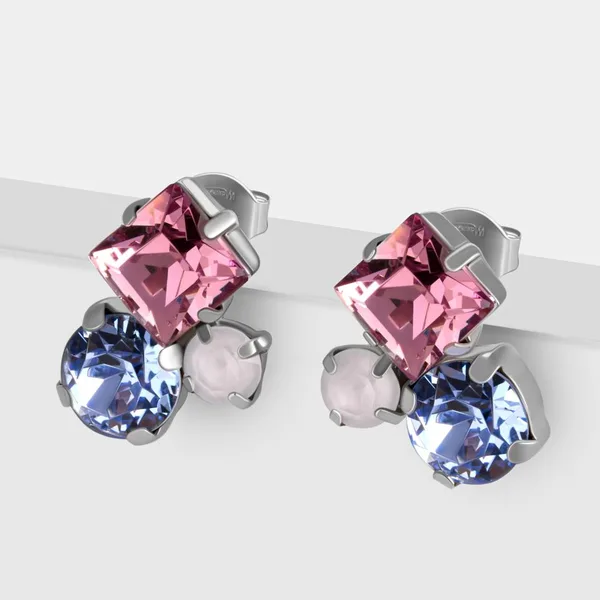 Серьги гвоздики из серебра с кристаллами Swarovski — арт. 000-390296