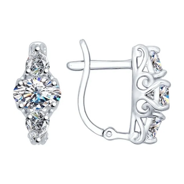 Серьги из серебра с фианитами