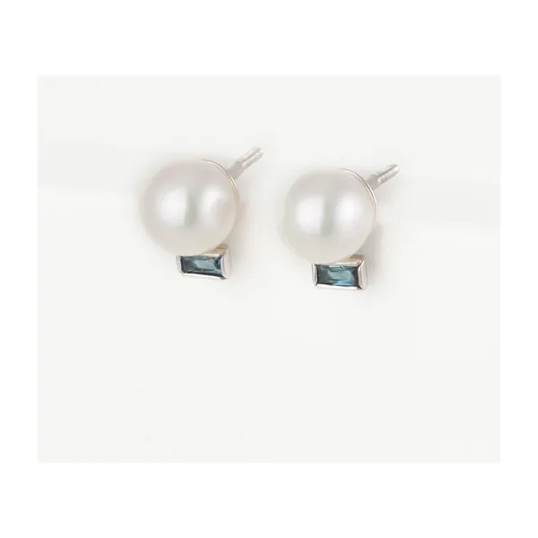 Серьги гвоздики из серебра с жемчугом и кристаллами — арт. 000-365556