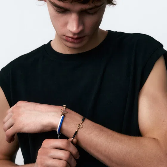 Браслет двухцветный с якорем из кристаллов BIKKEMBERGS JEWELLERY Poison Drop — модель mq0bges — фото 2