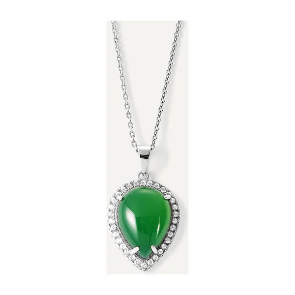 Серебряная подвеска с зеленым халцедоном — арт. 10422-001392