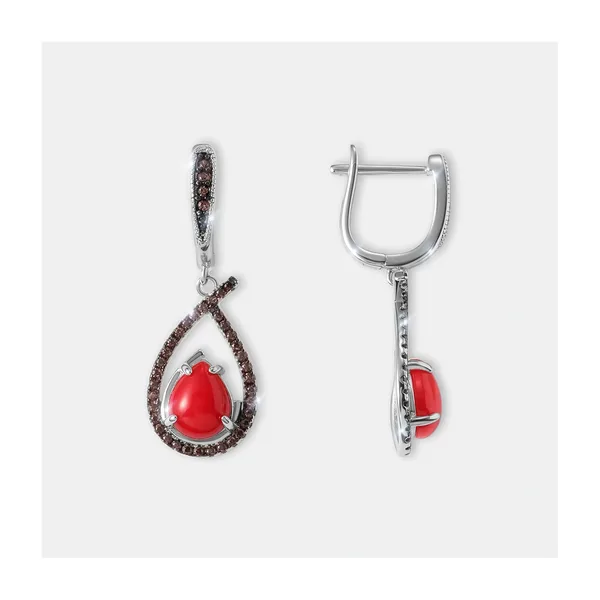 Серебряные серьги с кораллами — арт. 10522-006615